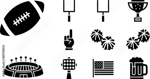 American football icons for Super Bowl Sunday celebration