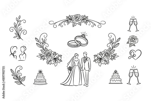 set of hand drawn illustrations