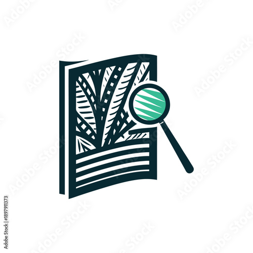 Maori Pattern Book with Magnifying Glass Icon