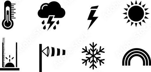 National Weatherperson's Day weather icons set illustration