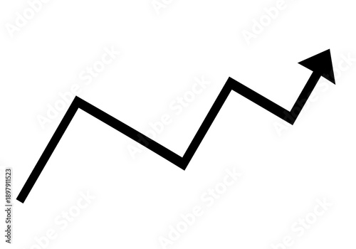 Upward trending arrow growth progress symbol vector icon isolated on transparent background