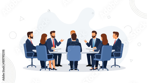 Business Meeting: Diverse Team Collaborating Around Conference Table