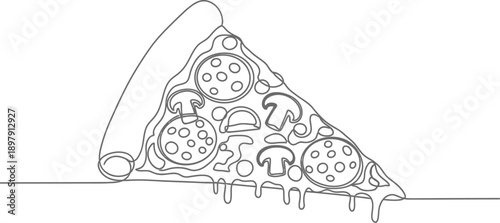 Pizza slice drawing melts with pepperoni topping.