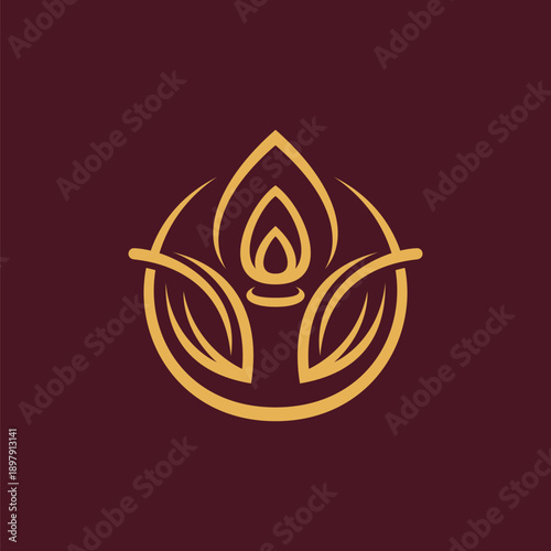 Candle Lotus Flower Minimalist Logo