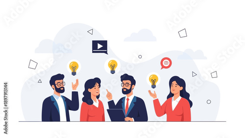 Team Brainstorming Ideas, Business Meeting, Innovation and Strategy