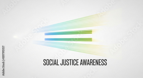 Social justice awareness symbol with colorful gradient lines on white background