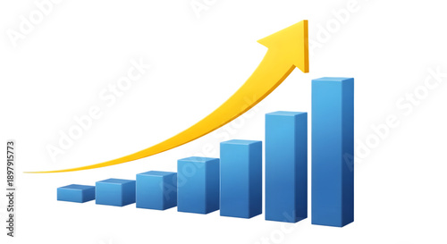 Increasing trend graph with yellow arrow isolated on transparent background Free Download Increasing trend graph with yellow arrow isolated on transparent background - GFXLoad