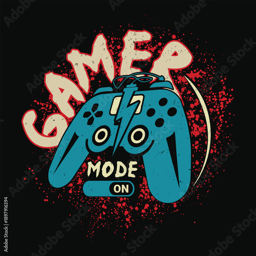 Gamer mode activated graphic design illustration for gaming enthusiasts