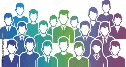 Large Diverse People Group Illustration Representing Community, Workforce, Inclusion, Team Unity, Social Diversity, and Corporate Organization Concepts