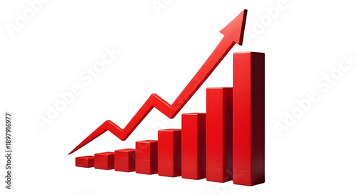 Red 3d bar chart with rising arrow isolated on transparent background Free Download Red 3d bar chart with rising arrow isolated on transparent background - GFXLoad