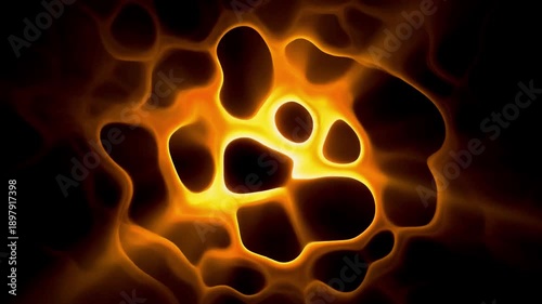 Abstract Full HD Motion of Glowing Energy Sphere Projecting Fluid Dynamic Shadows