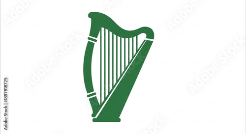 Green Harp Icon Isolated on White Background