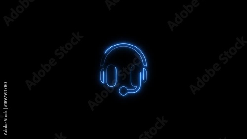 Wallpaper Mural Futuristic neon blue glowing headphones in dark background digital tech and audio visual concept for music streaming podcasts gaming and multimedia projects Torontodigital.ca