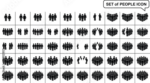 People icon set infographic, crowd silhouette collection, teamwork community social group symbols