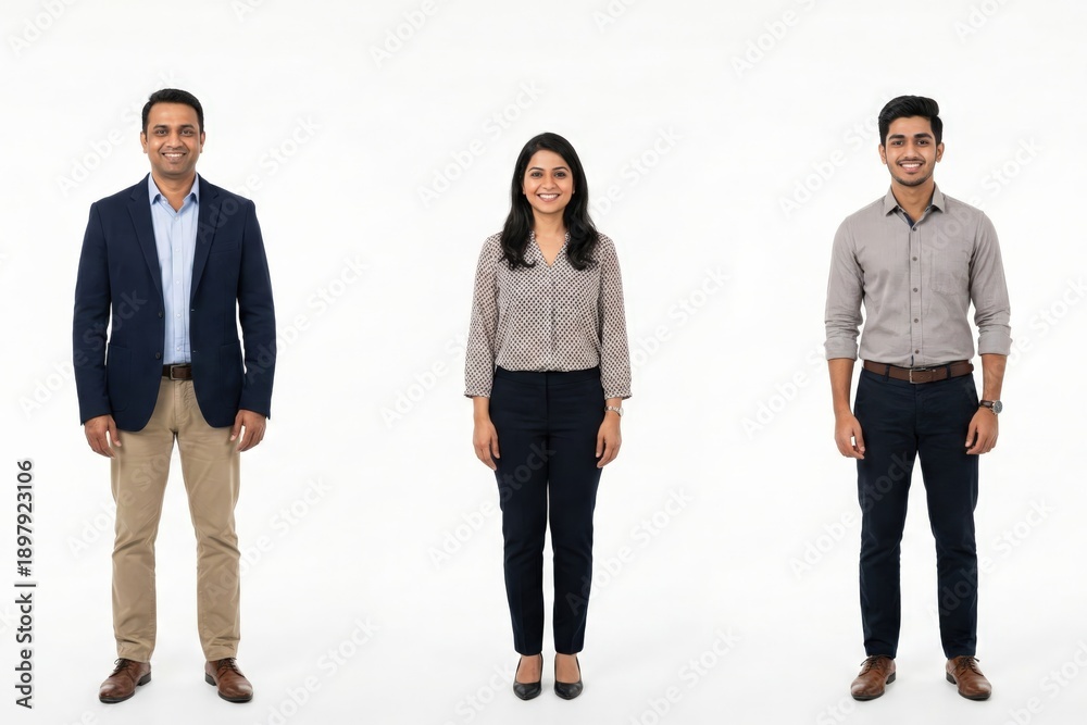 Obraz premium Indian Corporate Team Standing Together on White Background – Diversity and Inclusion Concept