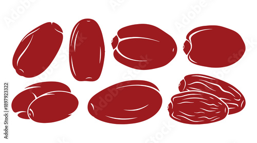 The dates fruit has been arranged. Icon depicting the collection of dates fruit. This is a vector illustration.