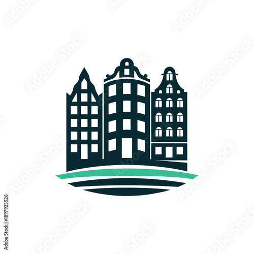 Amsterdam Houses Vector Icon Illustration