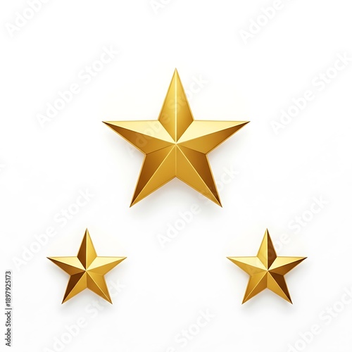 Three golden stars isolated on white background