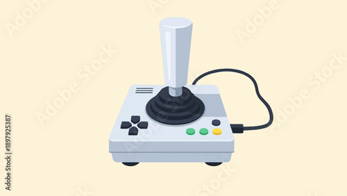 Retro-style joystick controller on a light peach background