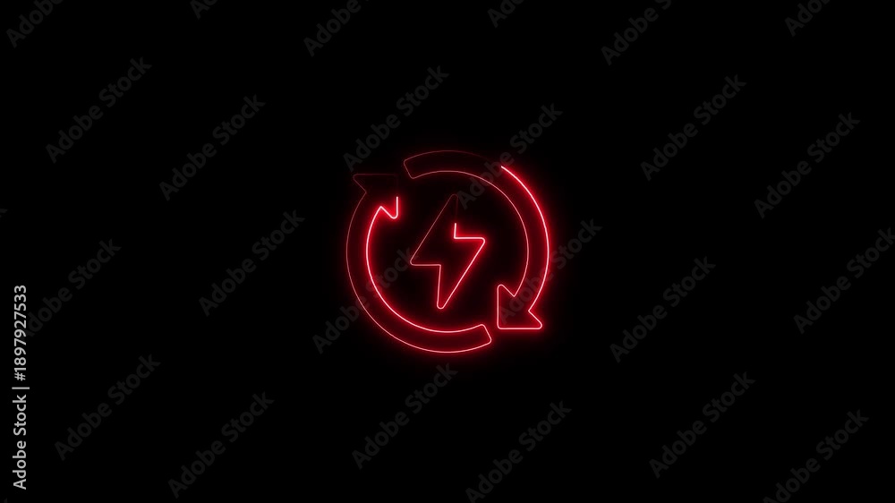 custom made wallpaper toronto digitalNeon glowing infinity recycling symbol with lightning bolt electric charge loop animation on dark background for energy sustainability and eco-friendly technology themes