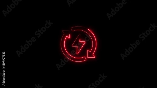 Wallpaper Mural Neon glowing infinity recycling symbol with lightning bolt electric charge loop animation on dark background for energy sustainability and eco-friendly technology themes Torontodigital.ca