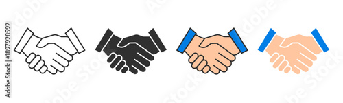 business handshake partnership icons. professional handshake icons set for business agreement and partnership success