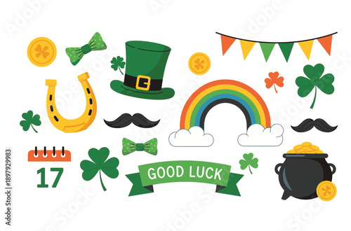 St patrick's day clipart elements for celebrating irish heritage and luck