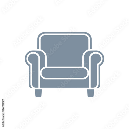 Modern Armchair Icon for Interior Design and Furniture Flat Vector