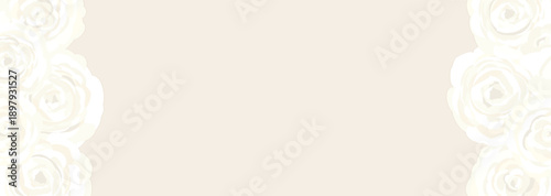 ベージュ地に白いバラの花のクラシカルなベクター背景イラスト