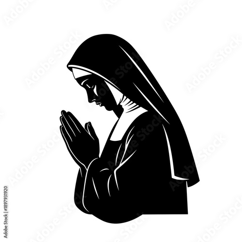 nun silhouette praying calm focused spiritual devotion peaceful sacred moment serene meditation concept religion concept mindfulness