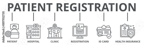 Patient registration banner web icon vector illustration concept