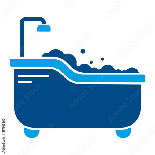 Modern Bathtub with Shower Icon - Bathroom and Hygiene Concept