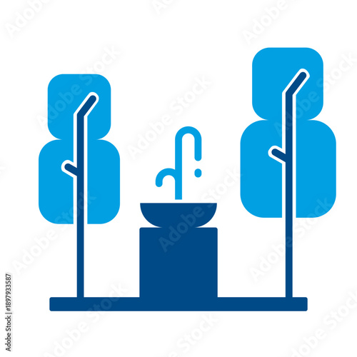 Outdoor Public Sink or Water Fountain Icon - Park Facility Concept