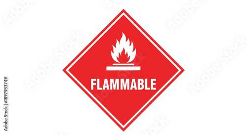Red diamond shaped warning placard clearly indicating danger from flammable materials transport