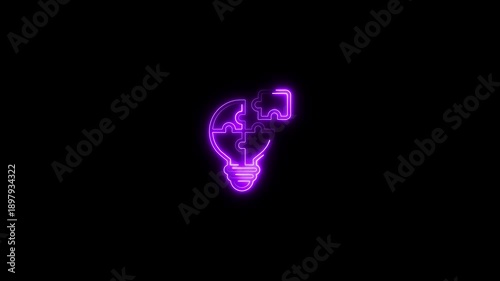 Wallpaper Mural Glowing neon light bulb puzzle pieces connecting seamlessly in dark background creative concept for innovation problem solving teamwork and brainstorming ideas Torontodigital.ca