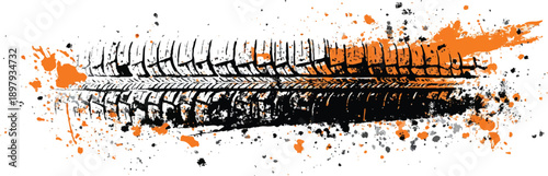  Black tire tracks footprints and marks isolated on a white background. Great for car, vector, seamless, tire, track designs.