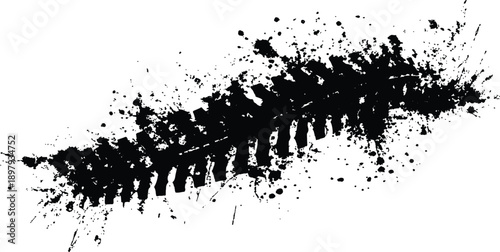  Black tire tracks footprints and marks isolated on a white background. Great for car, vector, seamless, tire, track designs.
