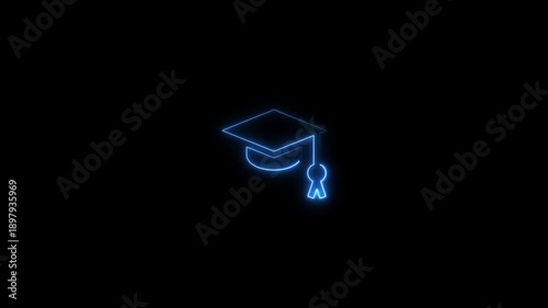 Wallpaper Mural Neon graduation cap with tassel glowing in dark background futuristic academic achievement symbol blue neon light wireframe celebration of education success and commencement ceremony Torontodigital.ca