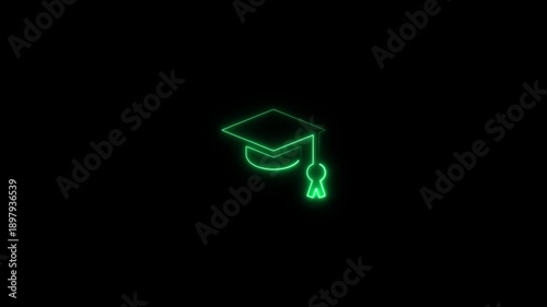 Wallpaper Mural Neon graduation cap with diploma glowing in dark background futuristic academic achievement celebration digital Torontodigital.ca