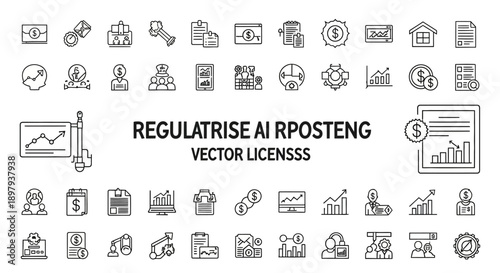 Business Finance Icons Set: Growth, Analytics, Investment, Reports, Data