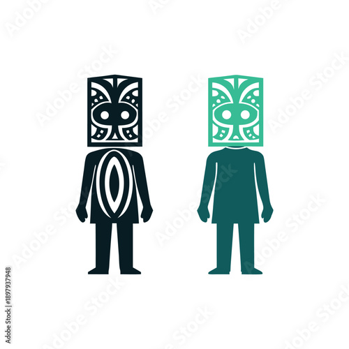 Polynesian Tribal Icon Set - Vector Illustration