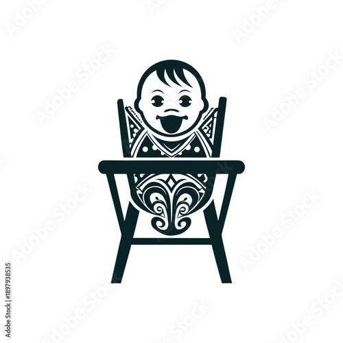 Polynesian Baby in High Chair Vector Icon
