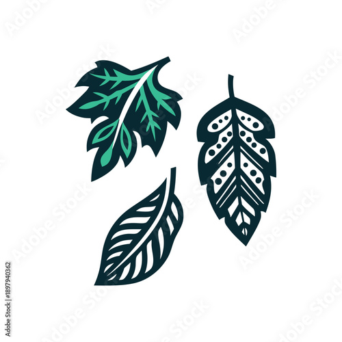 Elegant Leaf Vector Icons Set, Nature Design