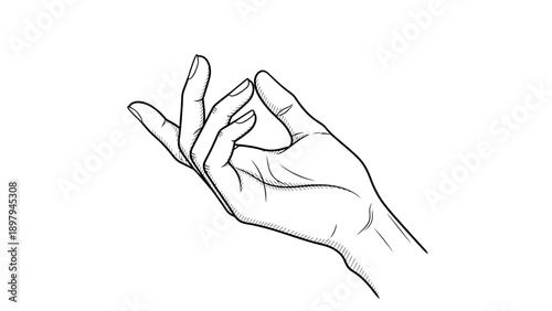 Close-up of a hand performing a gesture, possibly meditation or a sign