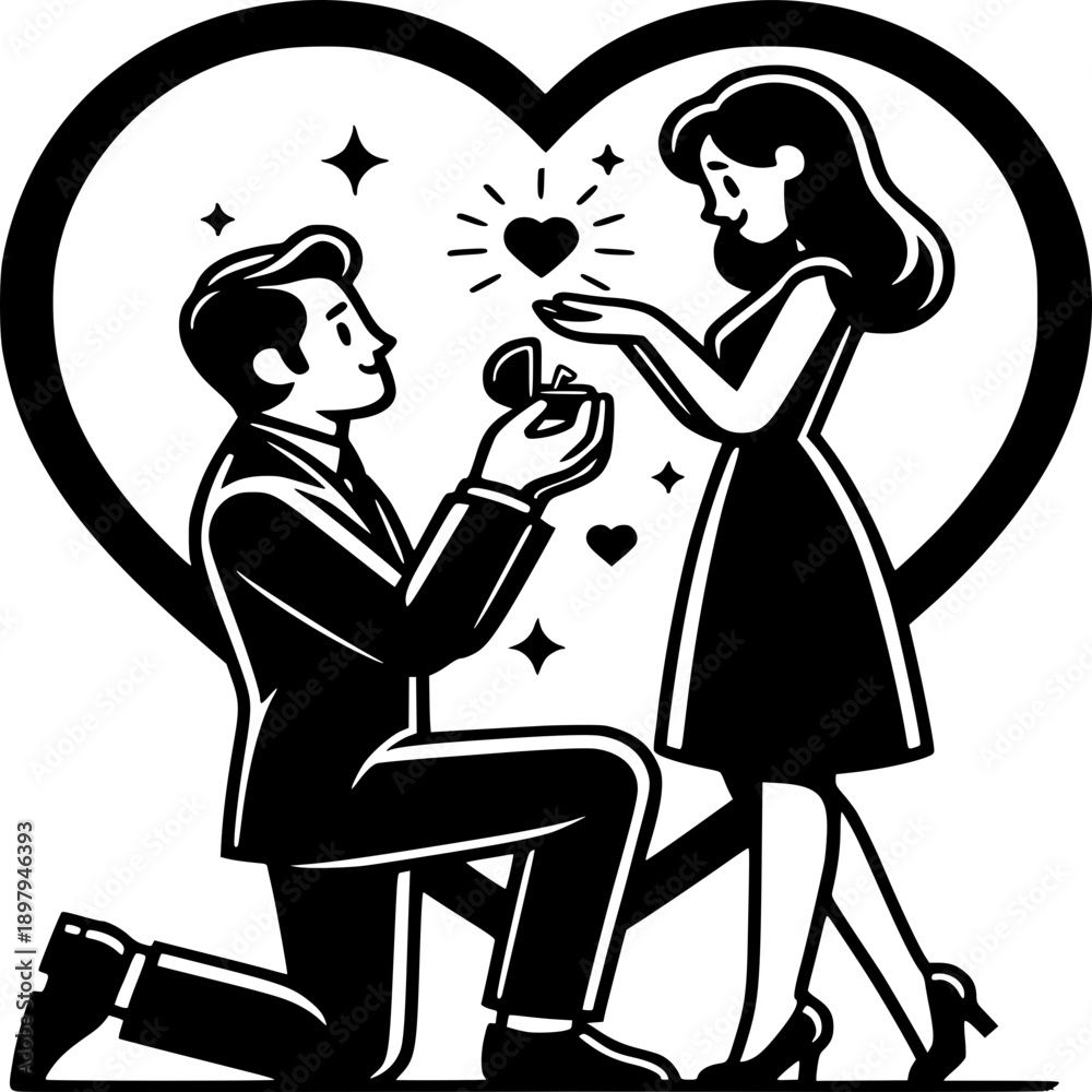 Obraz premium Romantic Marriage Proposal Illustration
