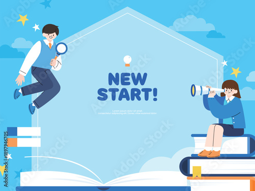 새학기 어린이 학생 일러스트 템플릿 10
