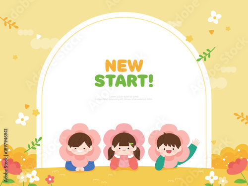 새학기 어린이 학생 일러스트 템플릿 06
