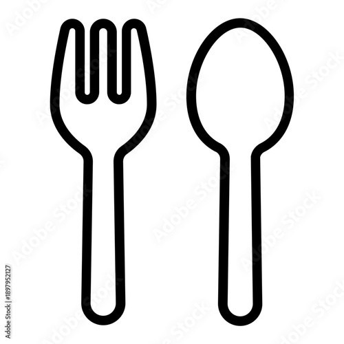 Modern silverware set with fork and spoon on table