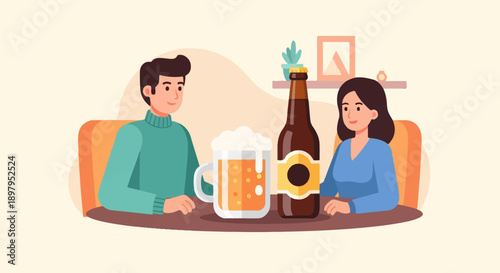 Two people enjoying drinks together at a table