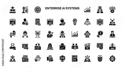 Enterprise AI Systems: Icons and Concepts for Modern Business and Technology